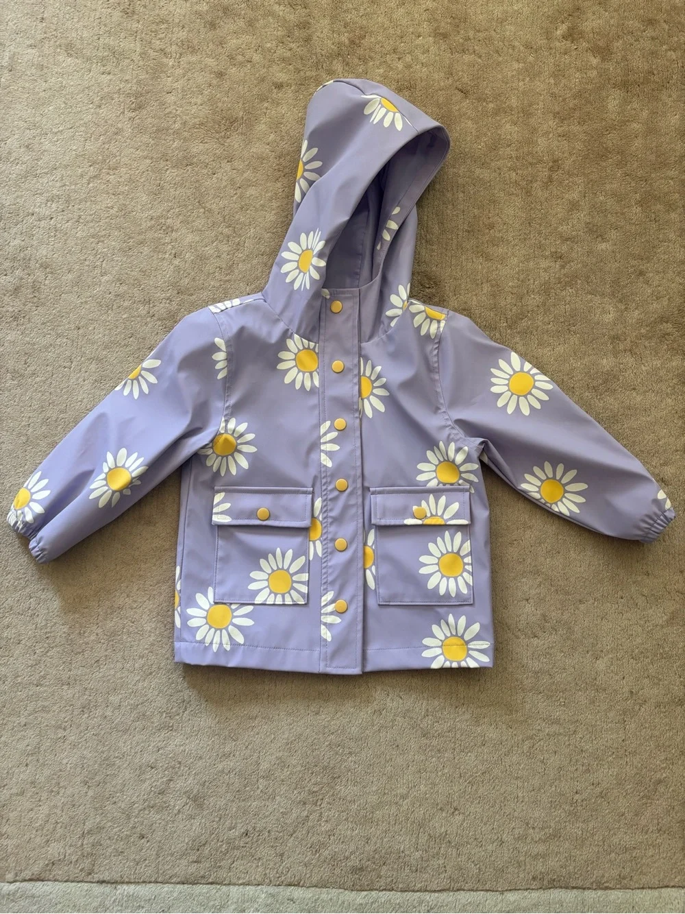 Kids' Lavender Daisy Raincoat with Hood